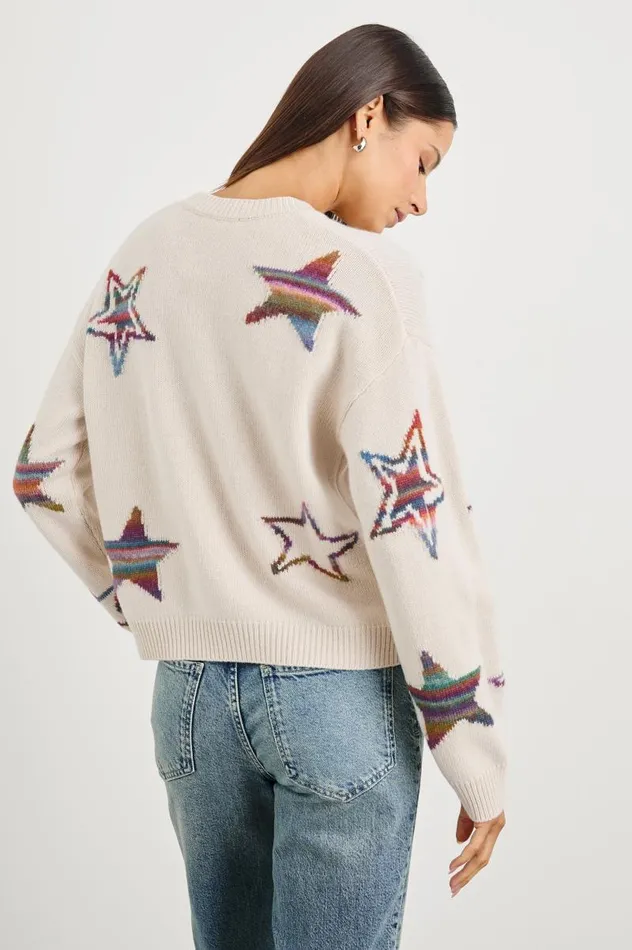 Rails Sweaters Women PERCI SWEATER Ivory Rainbow Multi Stars