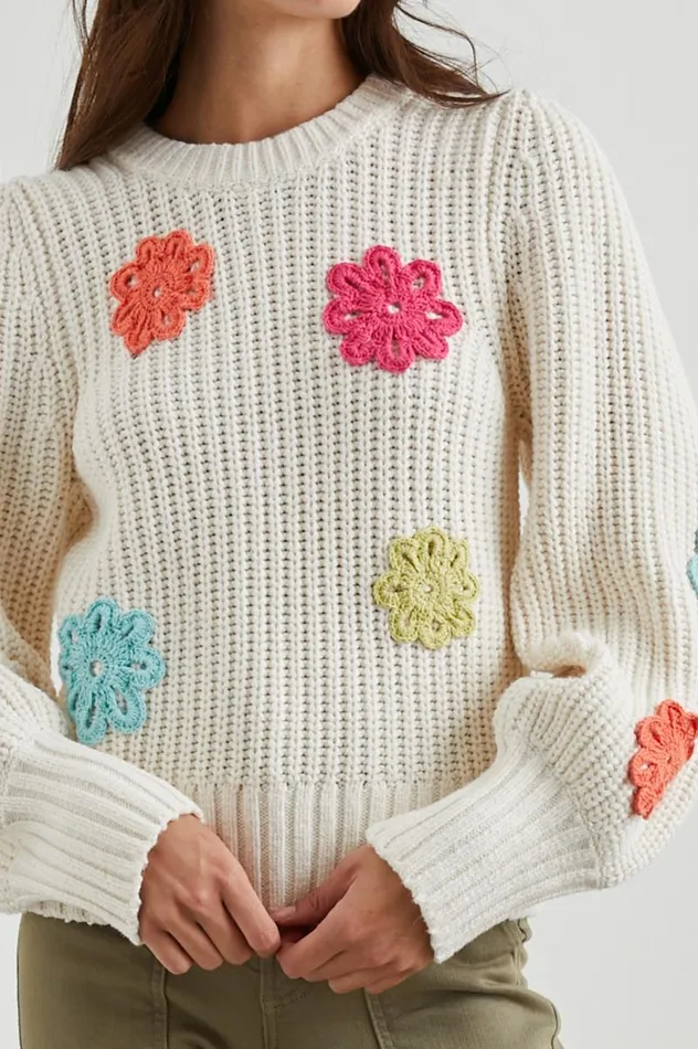 Rails Sweaters Women ROMY SWEATER Ivory Multi Daisies