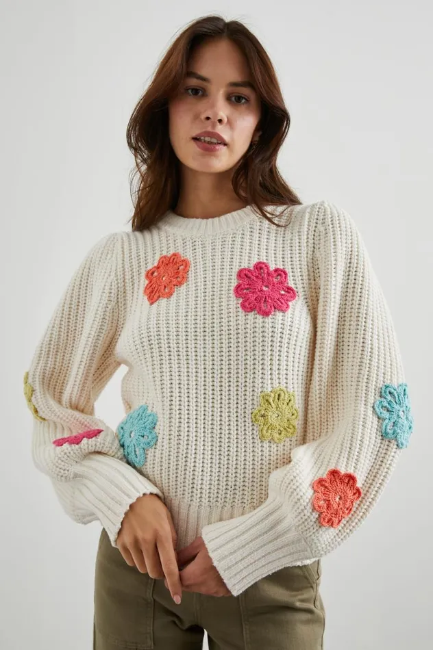 Rails Sweaters Women ROMY SWEATER Ivory Multi Daisies