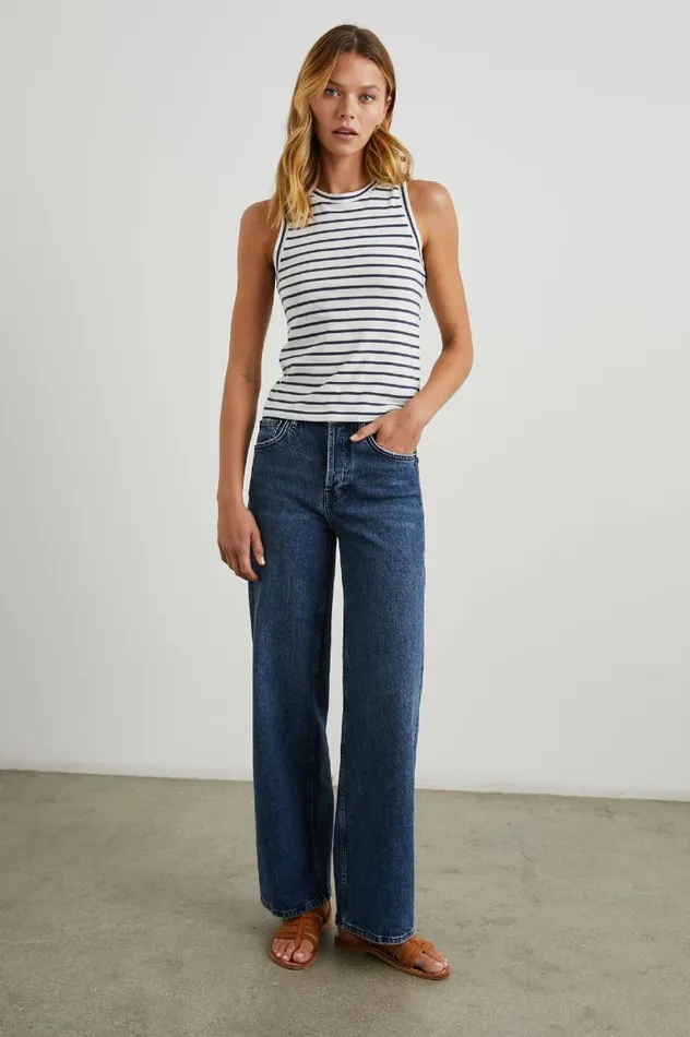 Rails Tees and Tanks Women THE RACER TANK Sailor Stripe Navy