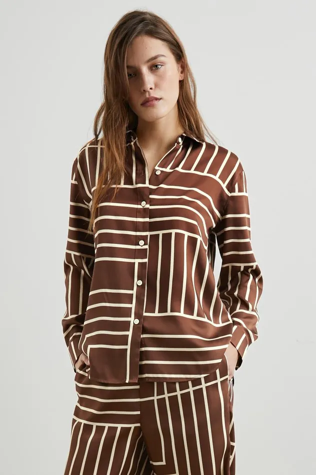 Rails Tops Women ELIAS SHIRT Brown Line Art