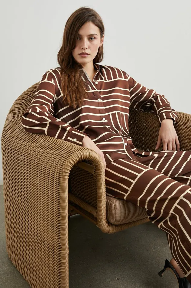 Rails Tops Women ELIAS SHIRT Brown Line Art