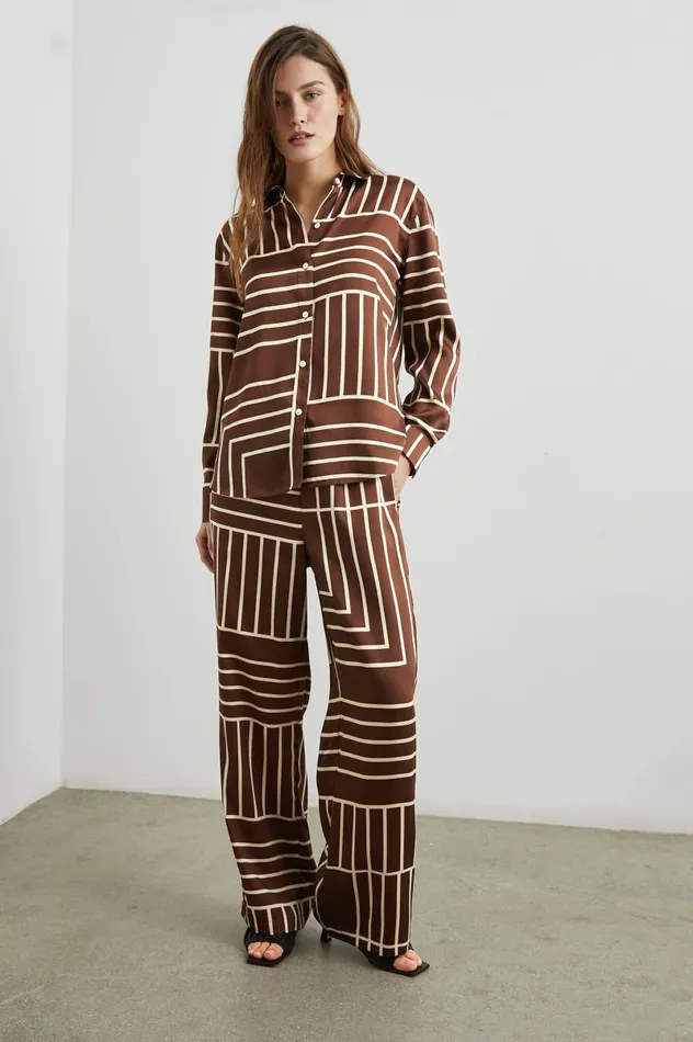 Rails Tops Women ELIAS SHIRT Brown Line Art