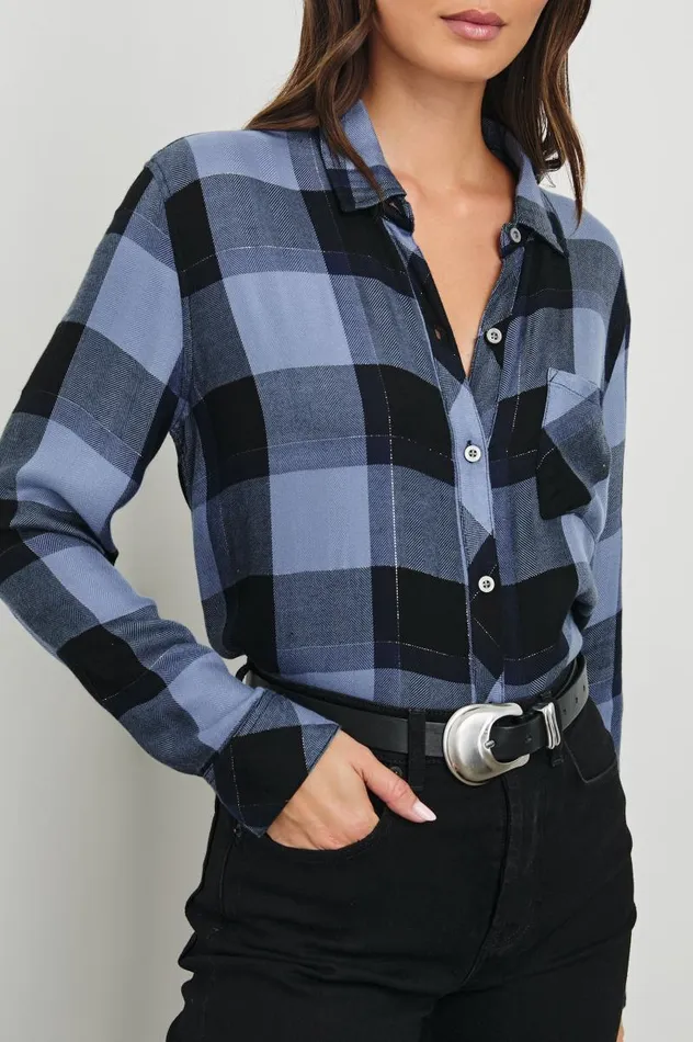 Rails Tops Women HUNTER SHIRT Periwinkle Navy Silver