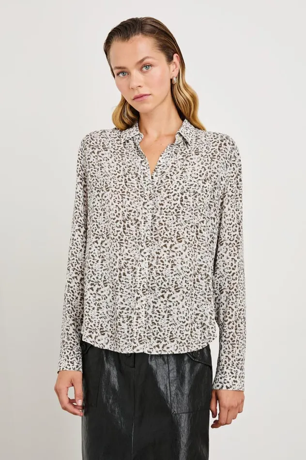Rails Tops Women JOSEPHINE SHIRT Charcoal Watercolor Cheetah