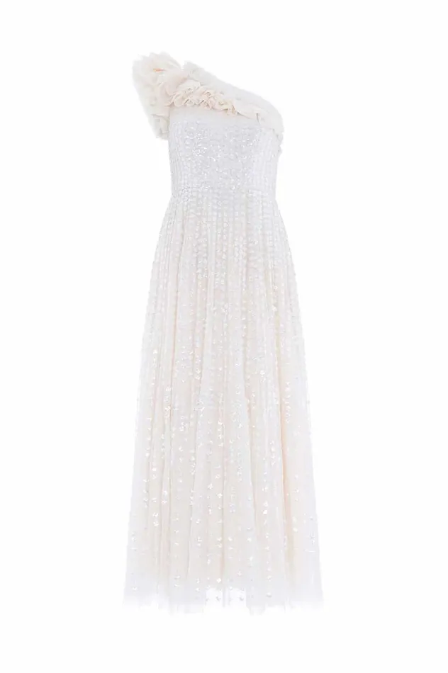 Raindrop OneShoulder Ankle Gown Champagne Women Needle and Thread Dresses