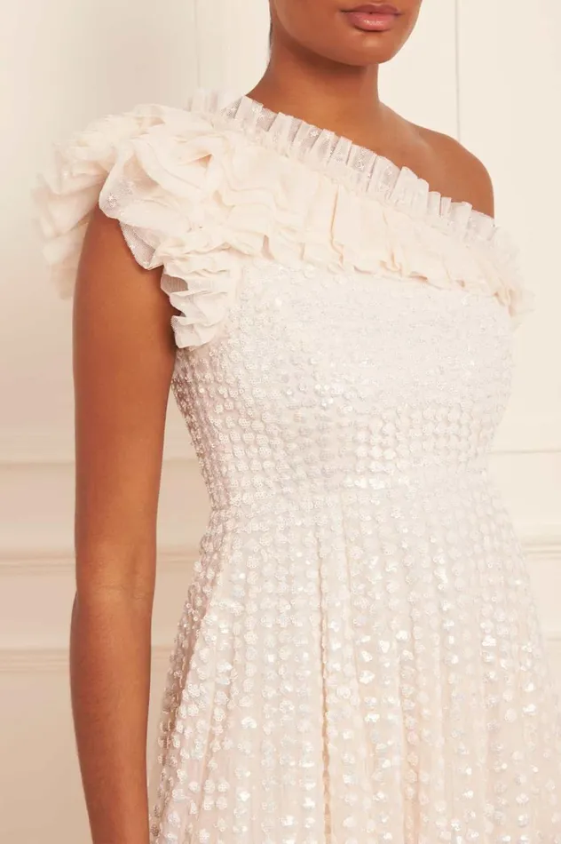 Raindrop OneShoulder Ankle Gown Champagne Women Needle and Thread Dresses