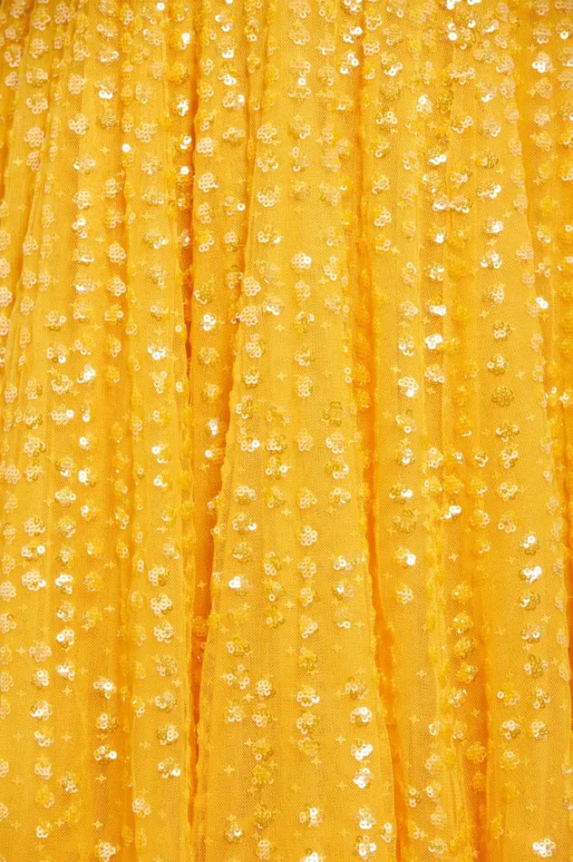 Raindrop OneShoulder Ankle Gown Yellow Women Needle and Thread Dresses