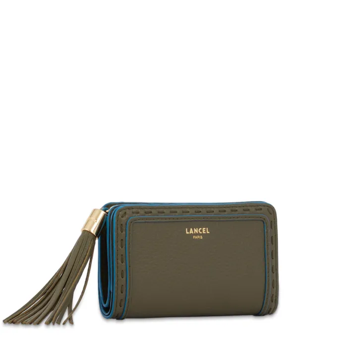 Rectangular Zip Compact Wallet Dark Kaki Women Lancel Purse