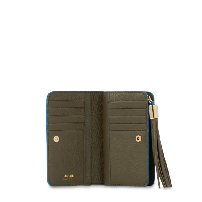 Rectangular Zip Compact Wallet Dark Kaki Women Lancel Purse