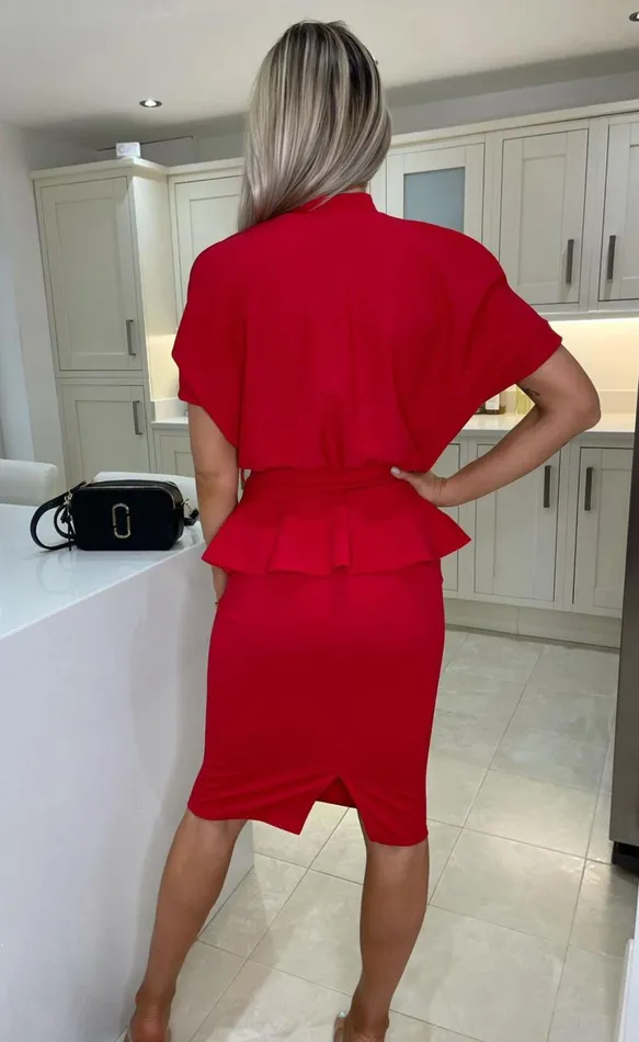 Red Everlyn Cold Shoulder Peplum Midi Dress Women Missfiga Midi Dresses Red Everlyn Cold Shoulder Peplum Midi Dress Women Missfiga Midi Dresses