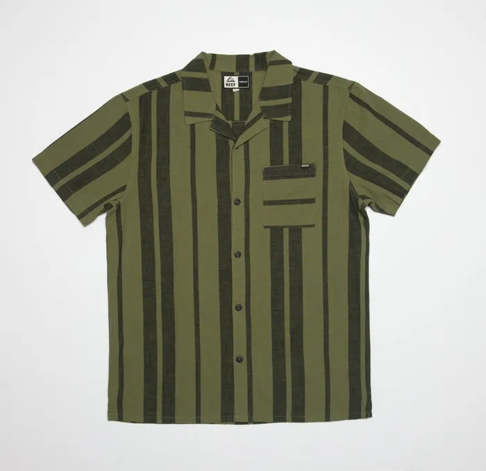 Reef TShirts and Shirts Men Angelo Short Sleeve Camp Shirt Olivine