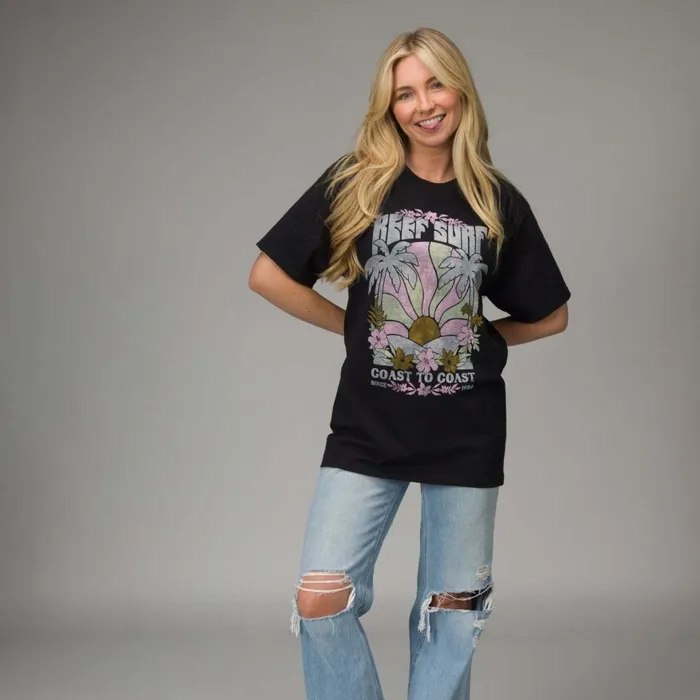 Reef TShirts Tanks and Dresses Women Coastal Boyfriend Crew Caviar