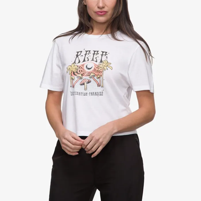 Reef TShirts Tanks and Dresses Women Poster Child Short Sleeve Crop Tee Bright White
