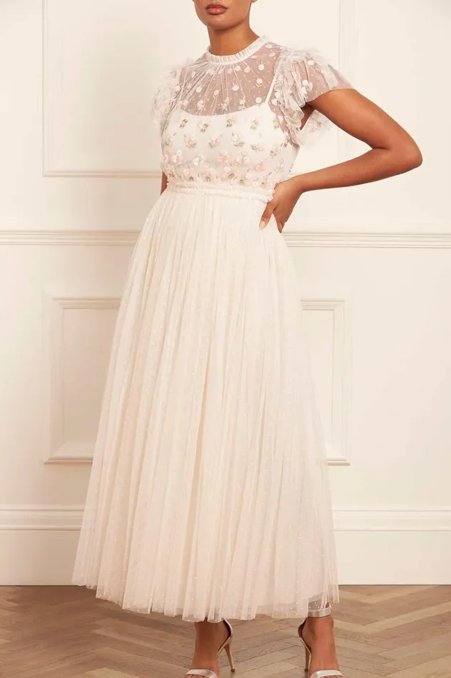Rococo Bodice Ankle Gown Champagne Women Needle and Thread Dresses