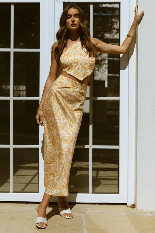 Runaway The Label Crops Shop Aria Top 8211 Yellow Paisley