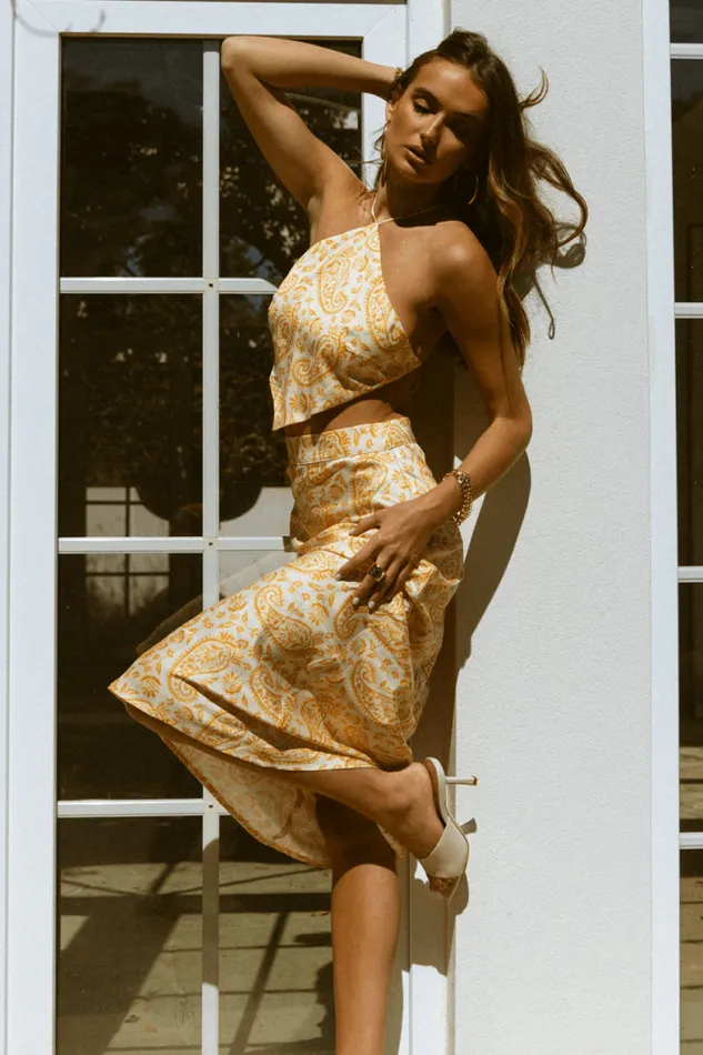 Runaway The Label Crops Shop Aria Top 8211 Yellow Paisley