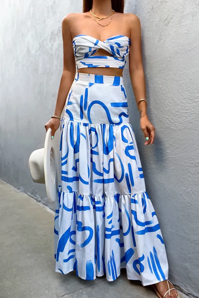 Runaway The Label Crops Shop Mykonos Top 8211 Blue Stroke