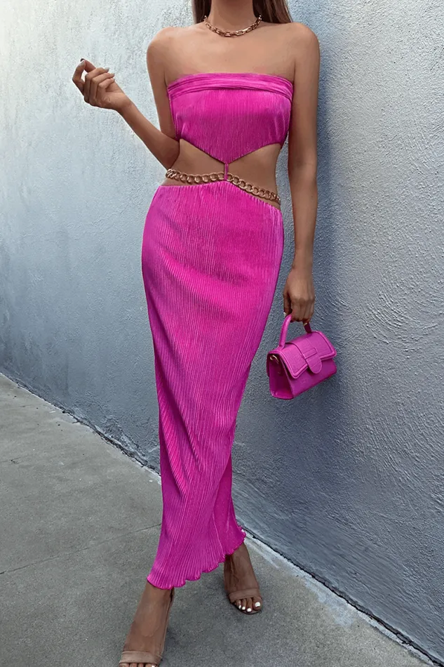 Runaway The Label Midi Shop ASH STRAPLESS DRESS 8211 FUCHSIA
