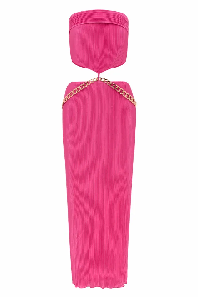 Runaway The Label Midi Shop ASH STRAPLESS DRESS 8211 FUCHSIA