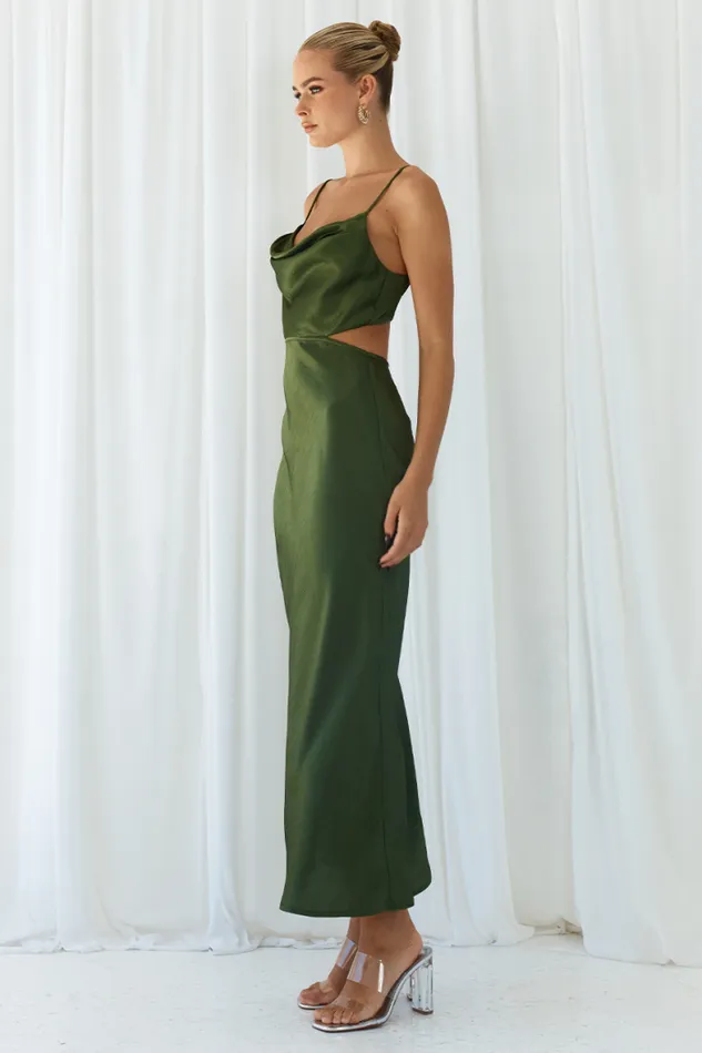 Runaway The Label Midi Shop CARA SLIP DRESS 8211 KHAKI