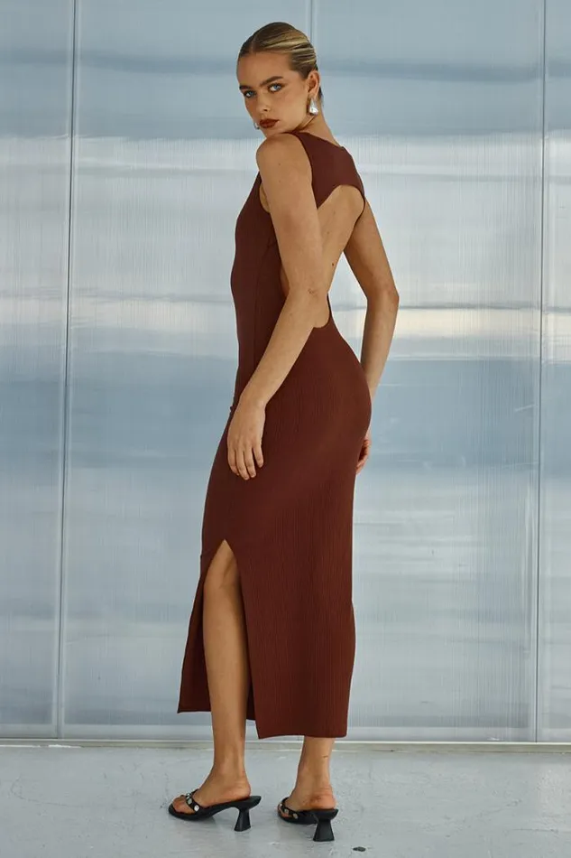 Runaway The Label Midi Shop HUDSON MIDI DRESS 8211 CHOCOLATE