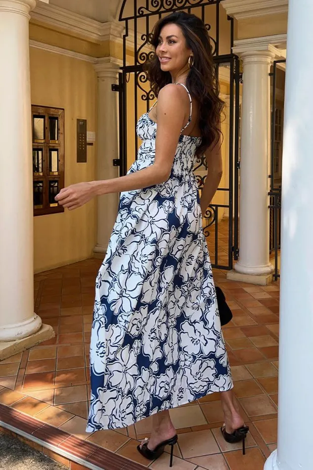 Runaway The Label Midi Shop KELANI ALINE MIDI DRESS 8211 NAVY FLORAL