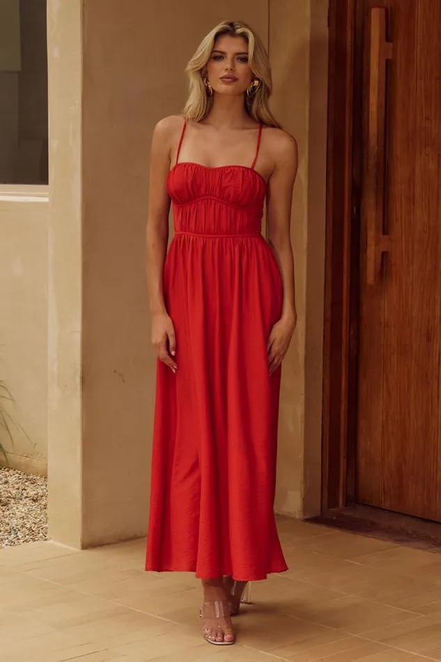 Runaway The Label Midi Shop KELANI LUXE MIDI DRESS 8211 RED