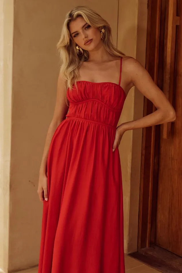 Runaway The Label Midi Shop KELANI LUXE MIDI DRESS 8211 RED