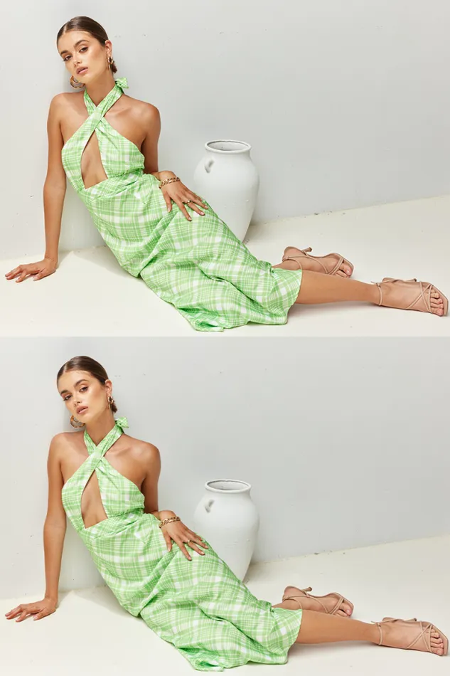 Runaway The Label Midi Shop Valence Midi Slip 8211 Green Check