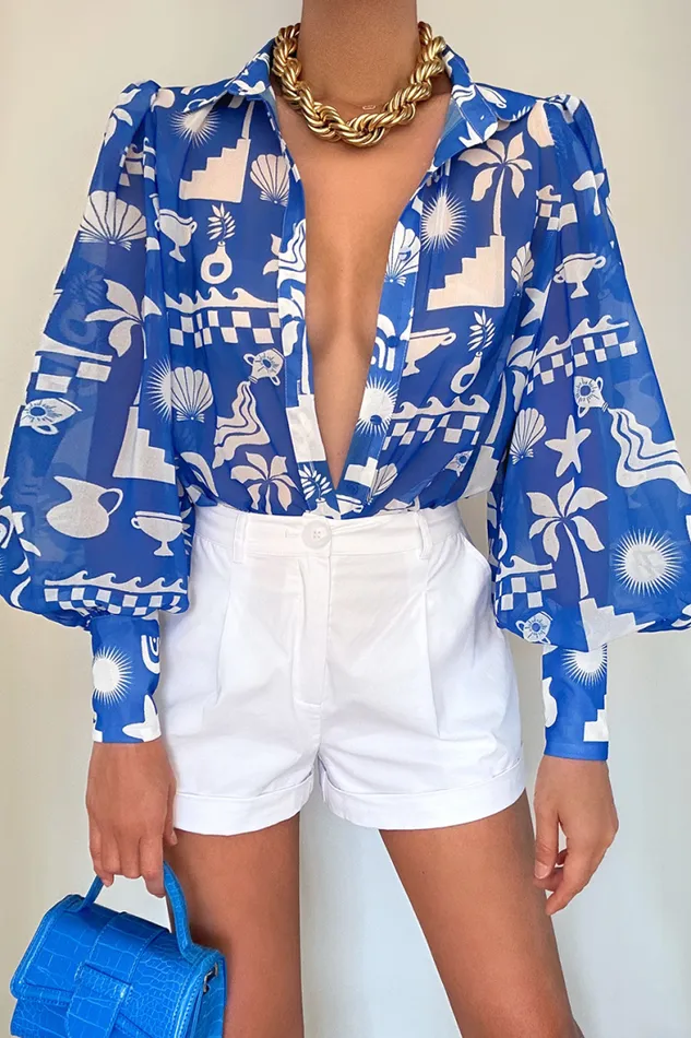 Runaway The Label Shirts and Blouses Shop FLEETWOOD BLOUSE 8211 COVE BLUE