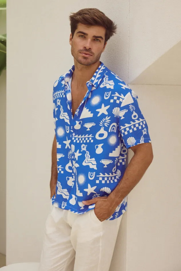 Runaway The Label Shirts Menswear MATTY SHIRT 8211 BLUEWHITE