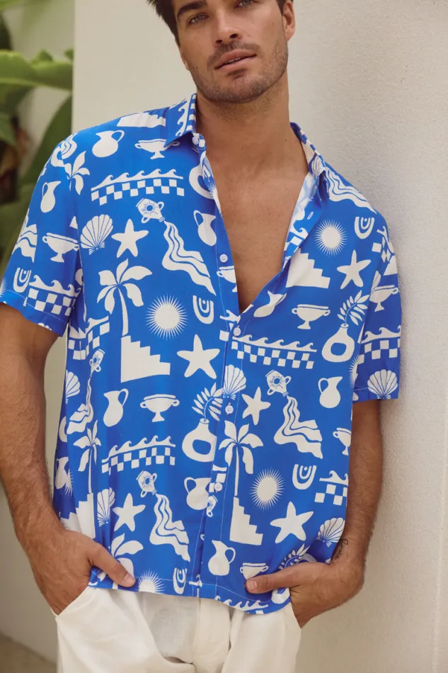 Runaway The Label Shirts Menswear MATTY SHIRT 8211 BLUEWHITE
