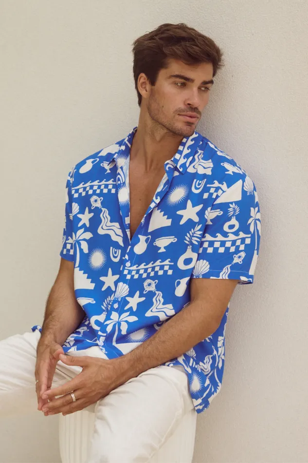 Runaway The Label Shirts Menswear MATTY SHIRT 8211 BLUEWHITE