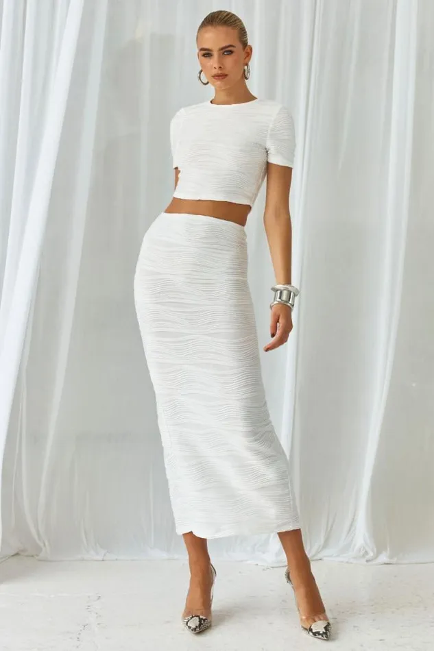 Runaway The Label Skirts Shop KIRRA MIDI SKIRT 8211 WHITE