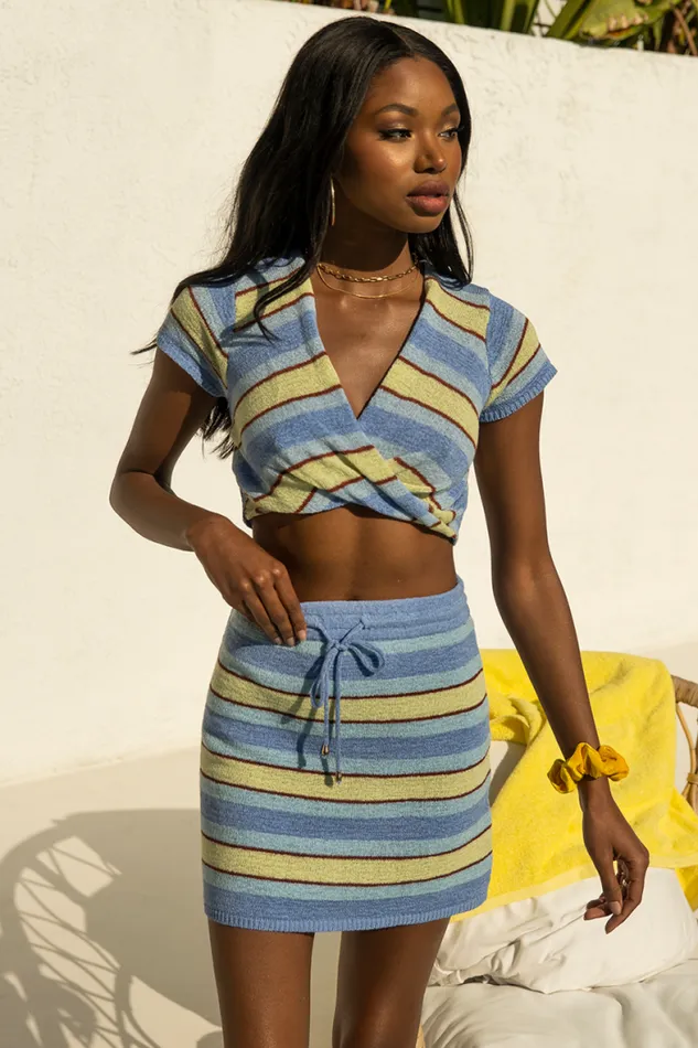 Runaway The Label Summer Sets Shop Zorya Cropped Top 8211 BlueLime Stripe