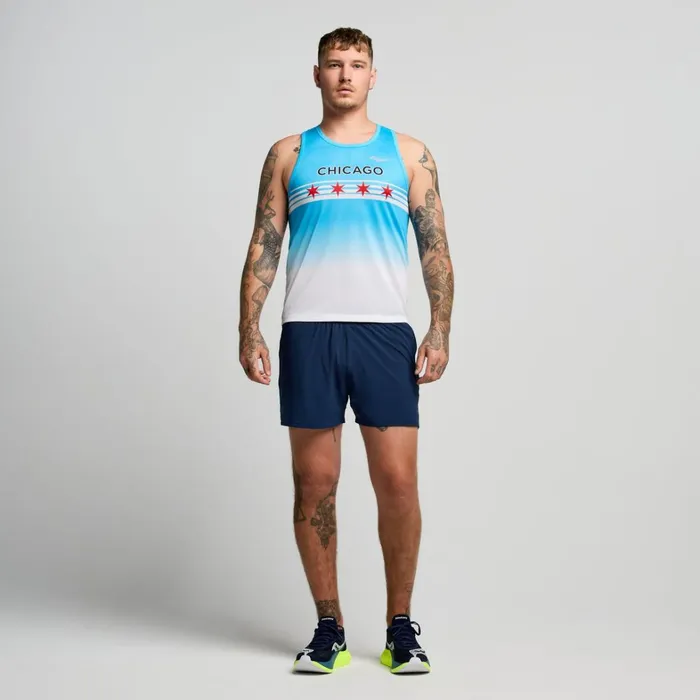 Saucony Tops Men Chicago Stopwatch Graphic Singlet Chicago 2024