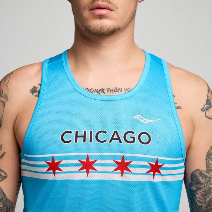 Saucony Tops Men Chicago Stopwatch Graphic Singlet Chicago 2024