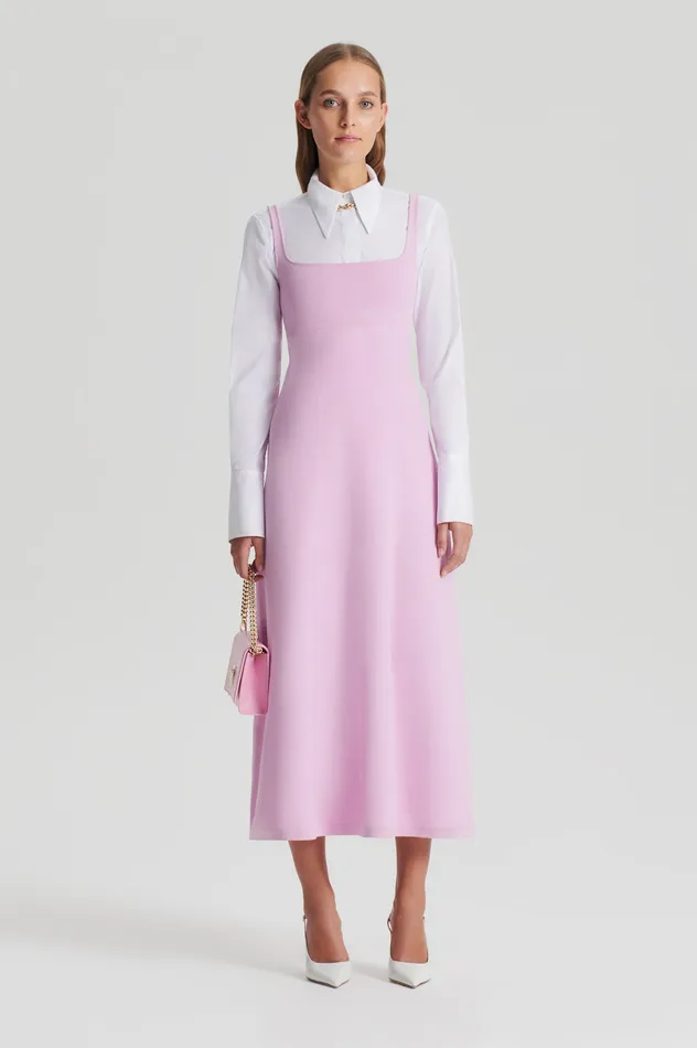 Scanlan Theodore Dresses Women CREPE KNIT SQUARE NECK DRESS MAUVE