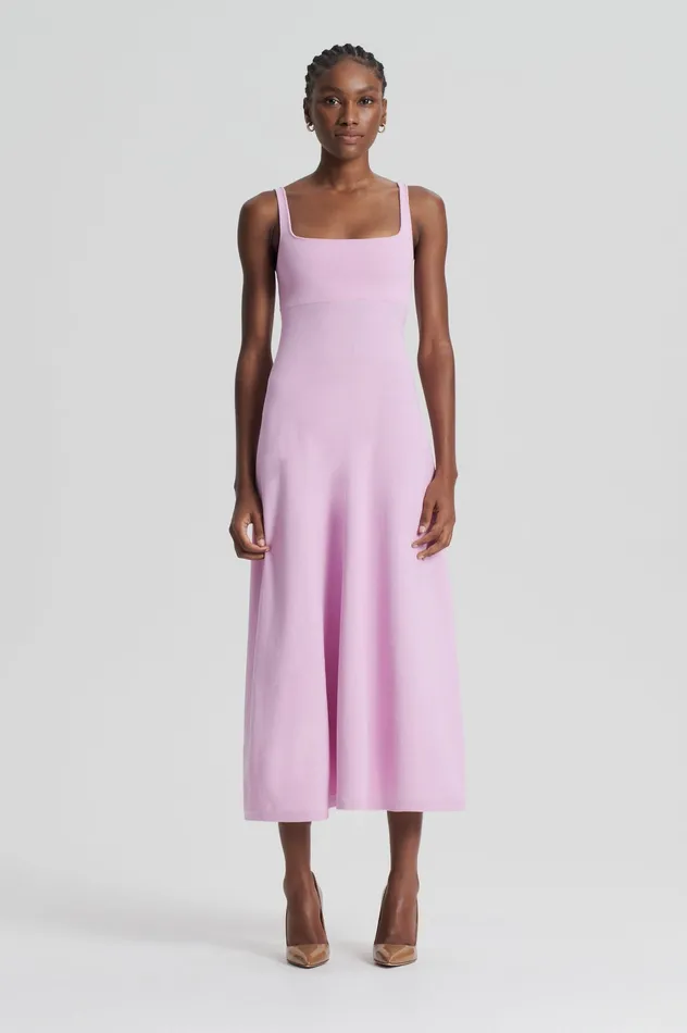 Scanlan Theodore Dresses Women CREPE KNIT SQUARE NECK DRESS MAUVE