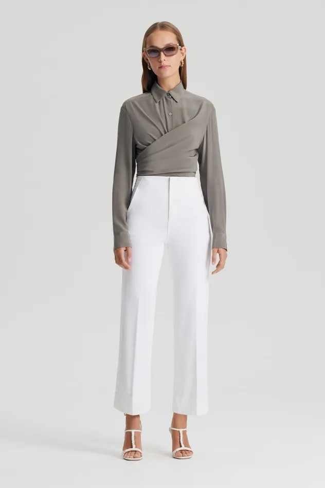 Scanlan Theodore SILK TIE FRONT SHIRT TAUPE Women Shirts