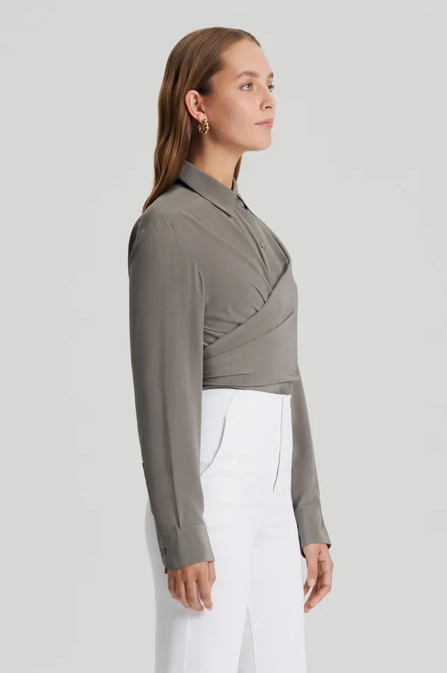 Scanlan Theodore SILK TIE FRONT SHIRT TAUPE Women Shirts