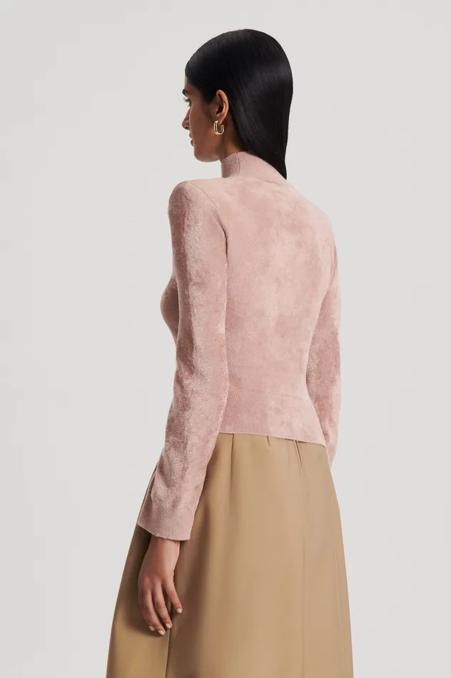 Scanlan Theodore Tops Women VELVET SHOULDER PAD SWEATER NUDE Scanlan Theodore Tops Women VELVET SHOULDER PAD SWEATER NUDE