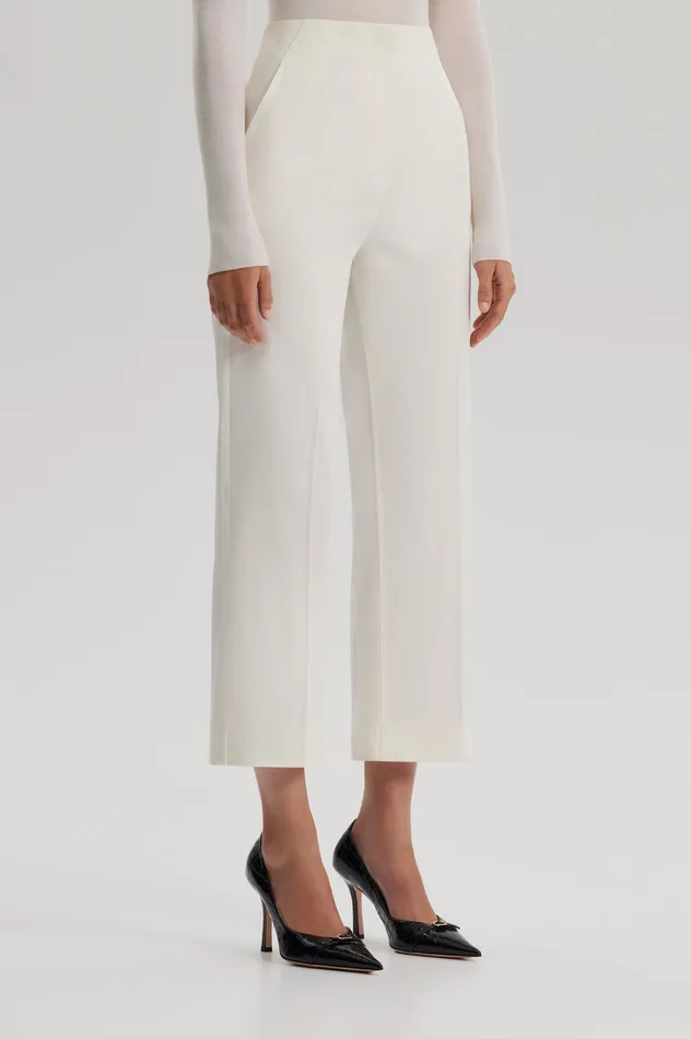 Scanlan Theodore Trousers Women SATEEN CROPPED WIDE LEG TROUSER BIANCO Scanlan Theodore Trousers Women SATEEN CROPPED WIDE LEG TROUSER BIANCO