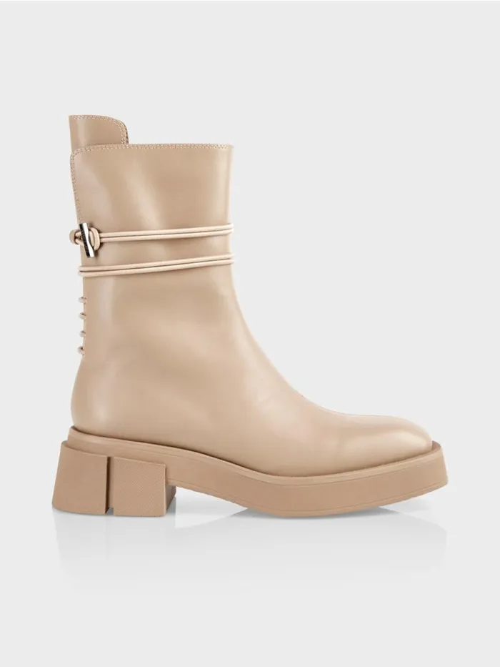 Schuhe Damen Marc Cain Boot Mit Zierbndern Soft Taupe