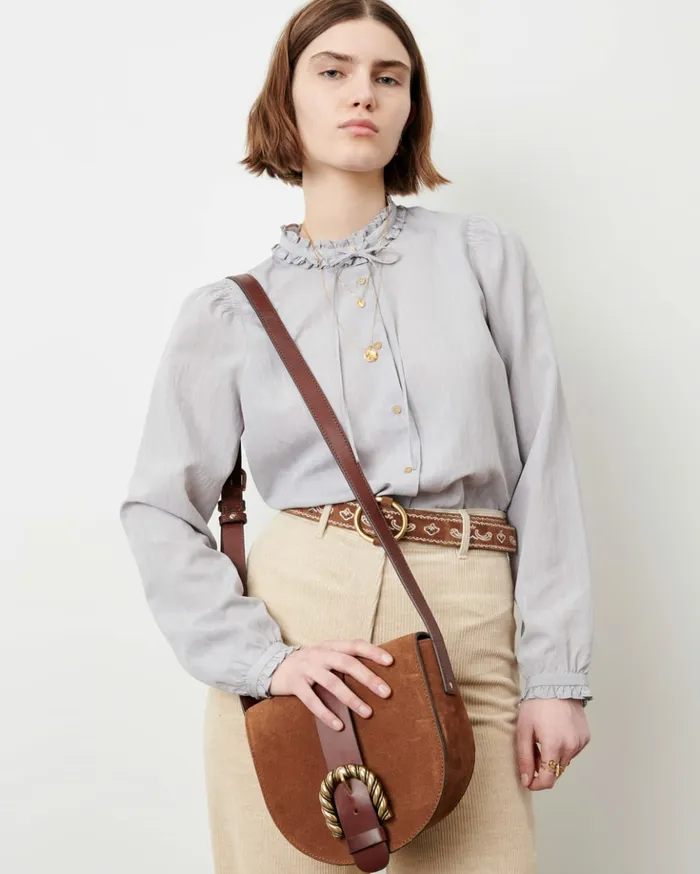 Sessn Womens Shirts And Blouses Claudel Pearl Blue On Sale