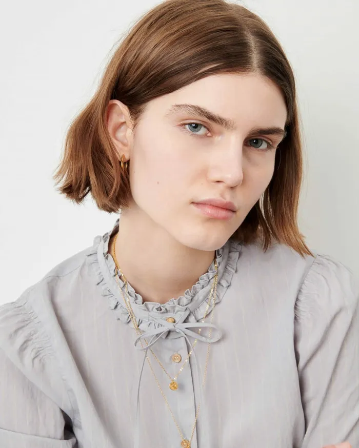 Sessn Womens Shirts And Blouses Claudel Pearl Blue On Sale