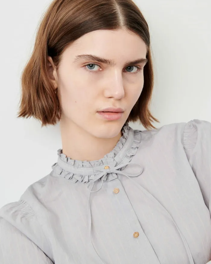 Sessn Womens Shirts And Blouses Claudel Pearl Blue On Sale