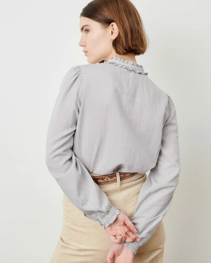 Sessn Womens Shirts And Blouses Claudel Pearl Blue On Sale