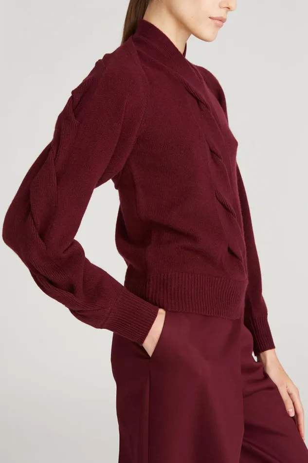 Sets Women Halston Auden Wool Cash Cable Shrug Merlot